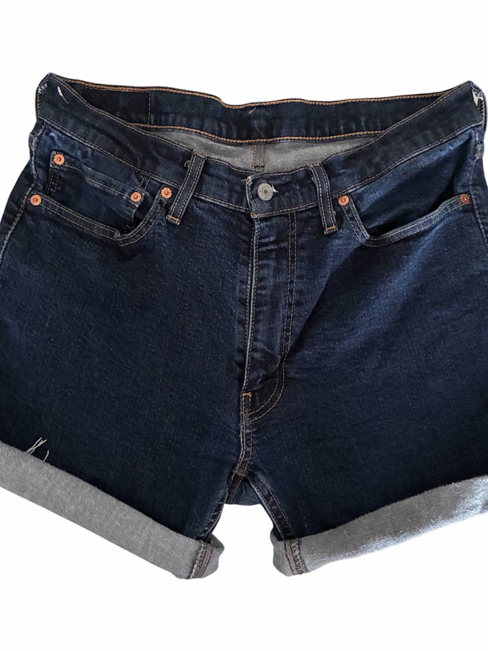 Levi's Dark Indigo Rolled Hem Cutoff Jean Shorts